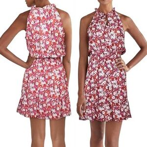 Parker‎ Aruba Garden Floral Silk Blend Ruffle Mini Dress Size Small